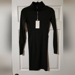 Vitality Fitted Athletic Long Sleeve Dress Black